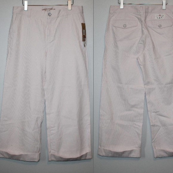 NWT Lauren Jeans Co Striped Wide Leg Trouser Denim Jean Pink Plus Size 14 H14626 - Picture 12 of 12
